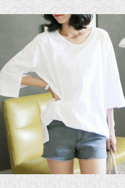 Slit Sleeve Cotton Top