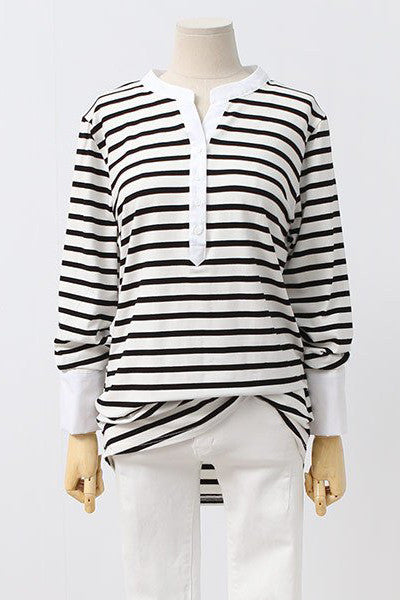 White Contrast Striped Top