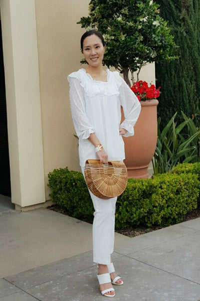 Lace Frill Square Neck Blouse