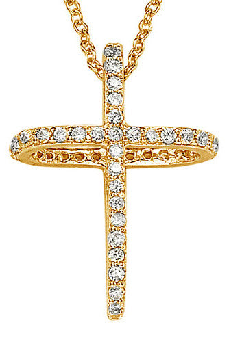 925 Sterling Silver Gold Rhodium Plated Classic Cubic Zirconia Cross Neckace