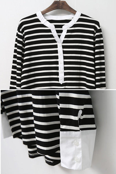 White Contrast Striped Top