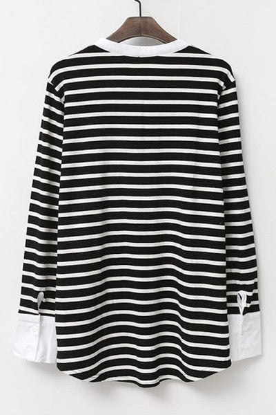 White Contrast Striped Top