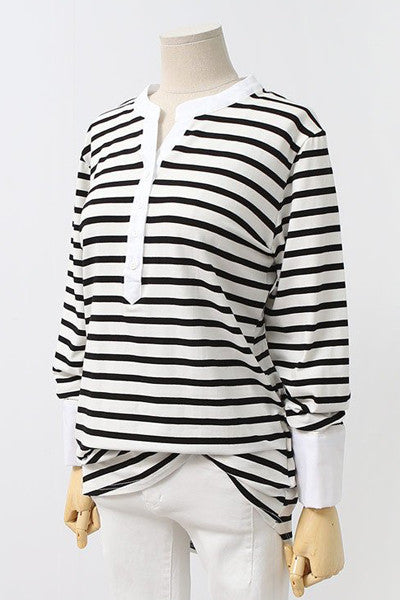 White Contrast Striped Top