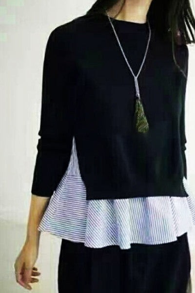 Knit Sweater + Sleeveless Pleated Top