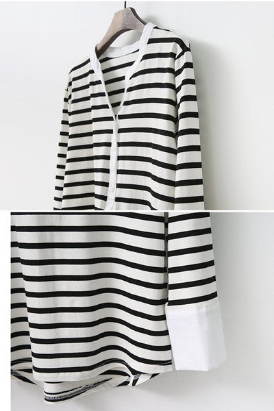 White Contrast Striped Top