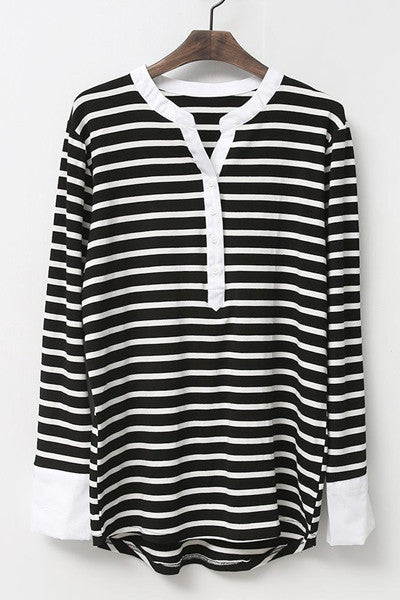 White Contrast Striped Top