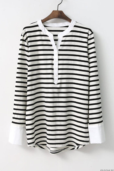 White Contrast Striped Top