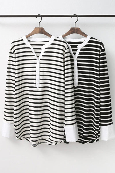 White Contrast Striped Top