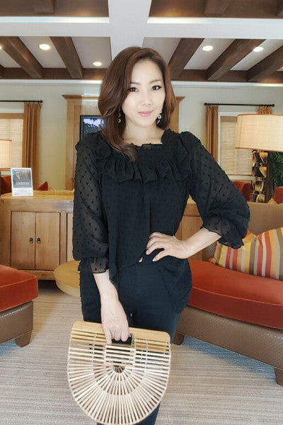 Lace Frill Square Neck Blouse