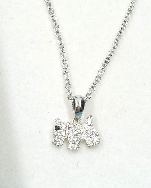 Cubic Zirconia Terrier Puppy Dog Pendant Necklace