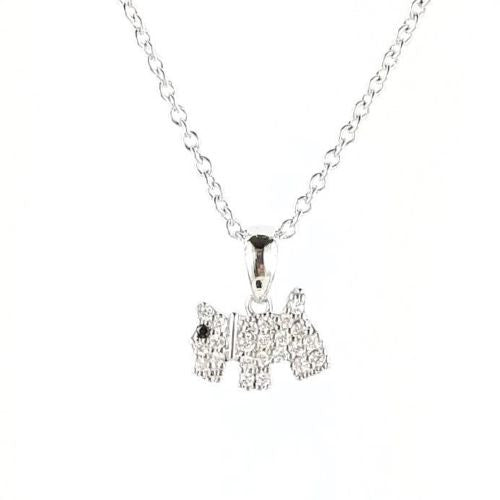 Cubic Zirconia Terrier Puppy Dog Pendant Necklace