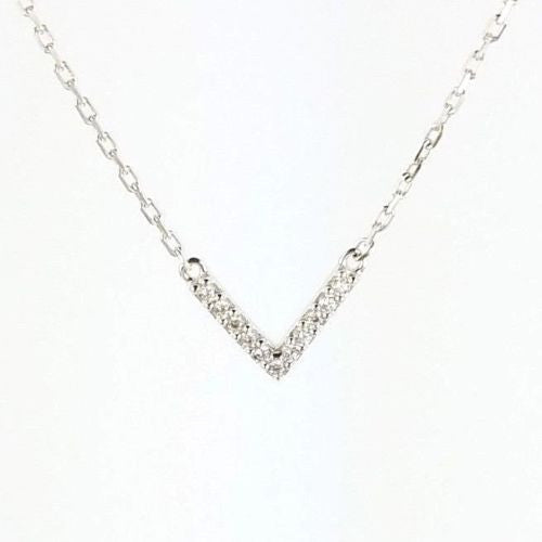 925 Sterling Silver Cross Cubic Zirconia "V " Chain Necklace